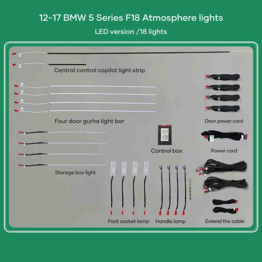 DIQ AMBIENT BMW S.5 (F10-F11-F18) mod. 2012-2017 (Digital iQ Ambient Light for BMW Series 5 mod.2012-2017 with18 Lights, 11 Colors)