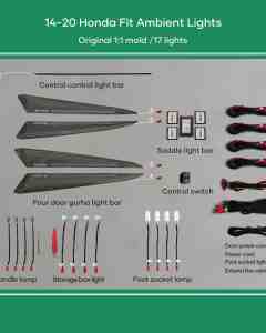 DIQ AMBIENT HONDA JAZZ III mod. 2013-2020 (Digital iQ Ambient Light Honda Jazz mod. 2013-2020 with 18 Lights)