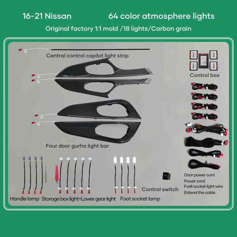 DIQ AMBIENT NISSAN XTRAIL II (CF) (Digital iQ Ambient Light for NISSAN XTRAIL mod. 2014-2021 with 18 Lights) CARBON FIBER