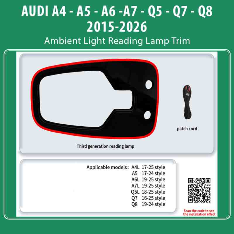 DIQ AMBIENT AUDI CEILING TRIM (Digital iQ Ambient Light for AUDI mod. 2015-2026, Ceiling Reading Lamp Panel Ambient Light)