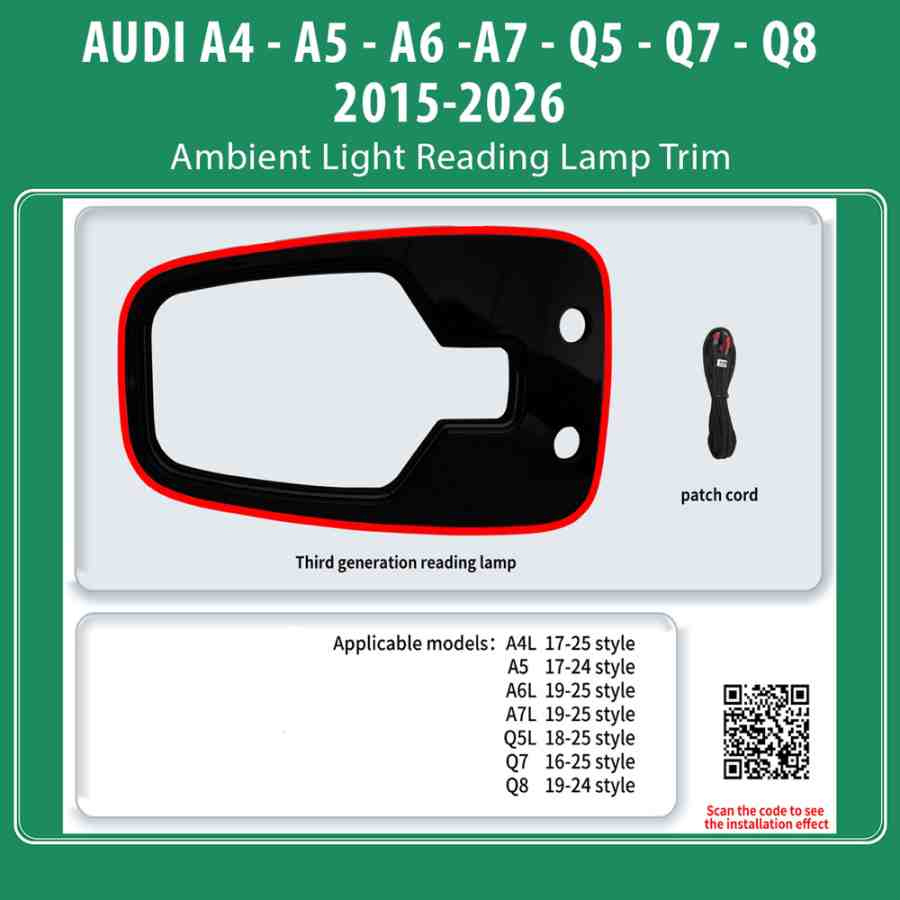DIQ AMBIENT AUDI CEILING TRIM (Digital iQ Ambient Light for AUDI mod. 2015-2026, Ceiling Reading Lamp Panel Ambient Light)