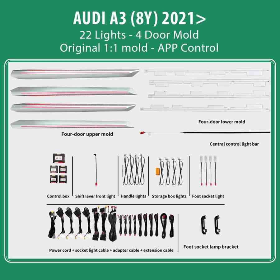 DIQ AMBIENT AUDI A3 (8Y) mod. 2021> (Digital iQ Ambient Light for Audi A3 (8Y) mod. 2021-2025 with 22 Lights)