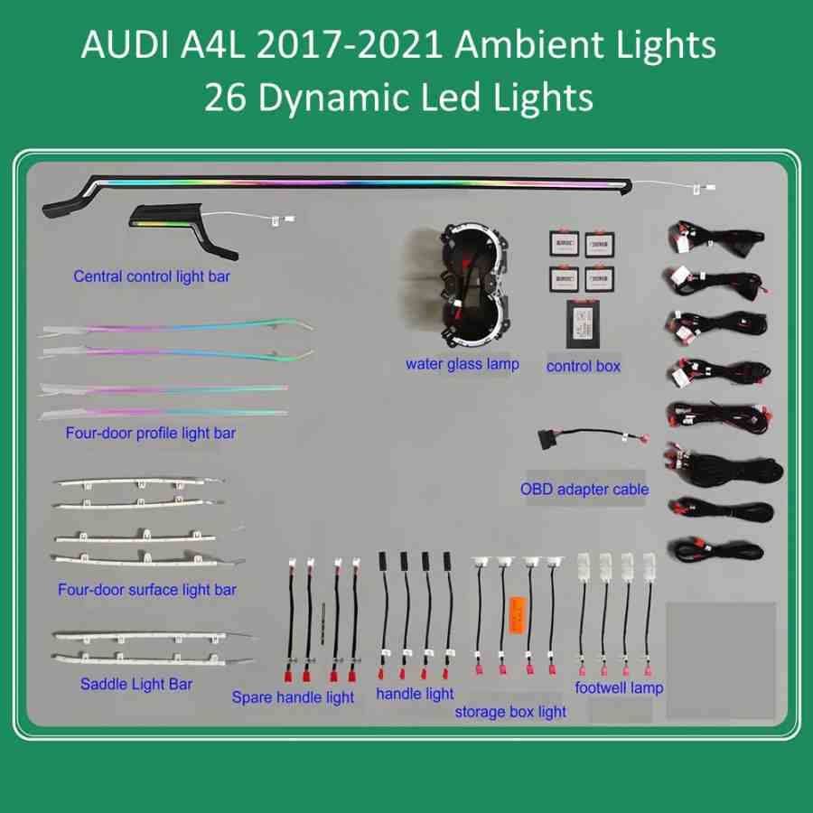 DIQ AMBIENT AUDI A4L LASER (8W) DYN mod. 2017-2021 (Digital iQ Ambient Light for Audi A4L mod. 2017-2021, 26 Lights)