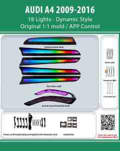 DIQ AMBIENT AUDI A4 (8K) DYN (Digital iQ Ambient Light for Audi A4 mod. 2009-2016 with 18 Lights - Dynamic Style)