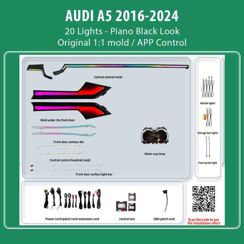 DIQ AMBIENT AUDI A5 HC-AD17M TRIM (Digital iQ Ambient Light for AUDI A5 mod. 2016-2024, 20 Ambient Lights, Trim)