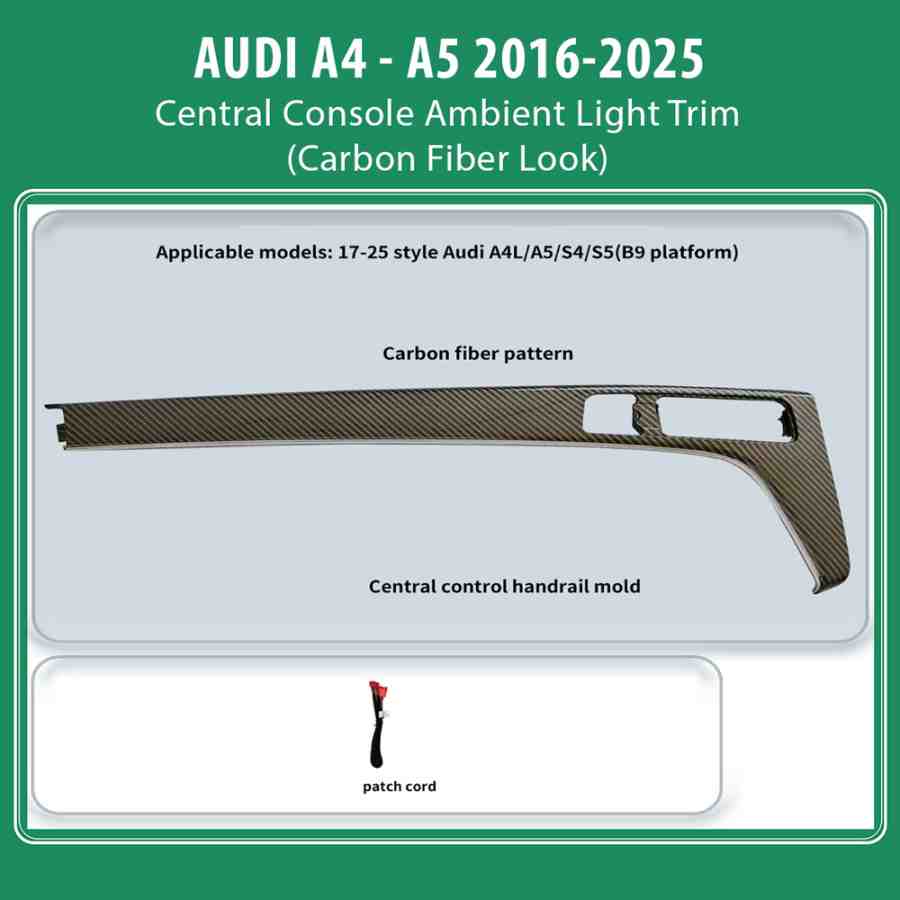 DIQ AMBIENT AUDI A4 - A5 ADPJ08 (Digital iQ Ambient Light for AUDI A4- A5 mod. 2016-2025, Central Console Ambient Light Trim, Carbon Fiber Look)