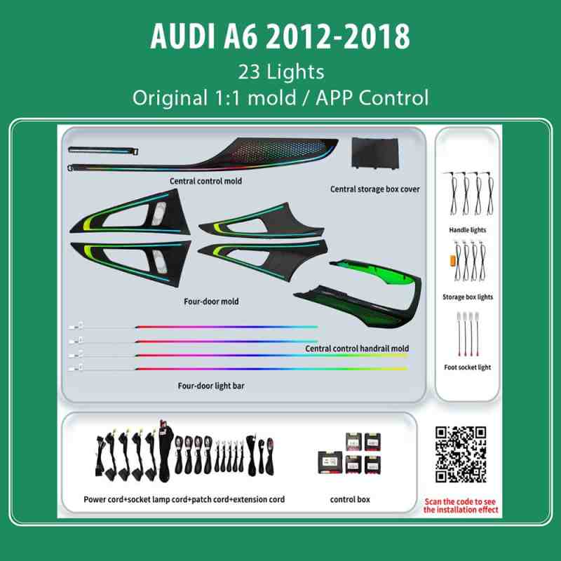 DIQ AMBIENT AUDI A6 TRIM (Digital iQ Ambient Light for Audi A6 mod. 2012-2018 with 23 Lights, Trim)
