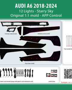 DIQ AMBIENT AUDI A6 HC-AD18M8 STARRY SKY (Digital iQ Ambient Light for Audi A6 mod. 2018-2024 with 12 Lights, Starry Sky)