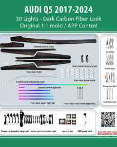 DIQ AMBIENT AUDI Q5 HC-AD22X DARK CF (Digital iQ Ambient Light for Audi Q5 mod. 2017-2024 with 30 Lights, Dark Carbon Fiber Look)