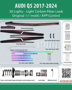 DIQ AMBIENT AUDI Q5 HC-AD22K LIGHT CF (Digital iQ Ambient Light for Audi Q5 mod. 2017-2024 with 30 Lights, Light Carbon Fiber Look)