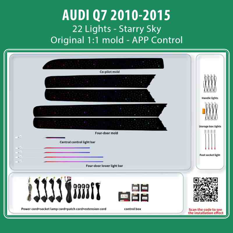 DIQ AMBIENT AUDI Q7 FL TRIM (4L) (Digital iQ Ambient Light for Audi Q7 mod. 2005-2010 with 22 Lights, Starry Sky)