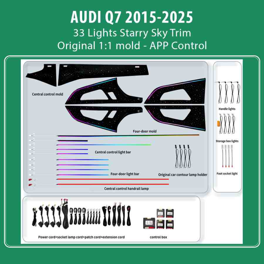 DIQ AMBIENT AUDI Q7 HC-AD23X33 TRIM (Digital iQ Ambient Light for Audi Q7 mod. 2015-2025 with 33 Lights, Starry Sky)