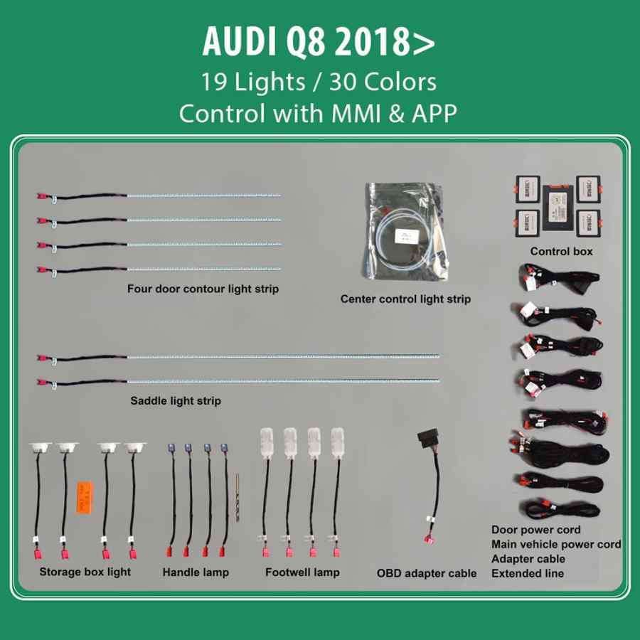 DIQ AMBIENT AUDI Q8 mod. 2018> (Digital iQ Ambient Light Audi Q8 mod. 2018>, 19 Lights)