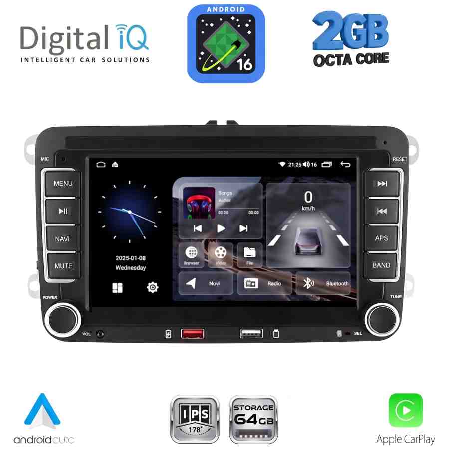 DIGITAL IQ BLE 304_CPA (7" DECK) MULTIMEDIA SYSTEM for VW - SKODA - SEAT mod. 2004-2014