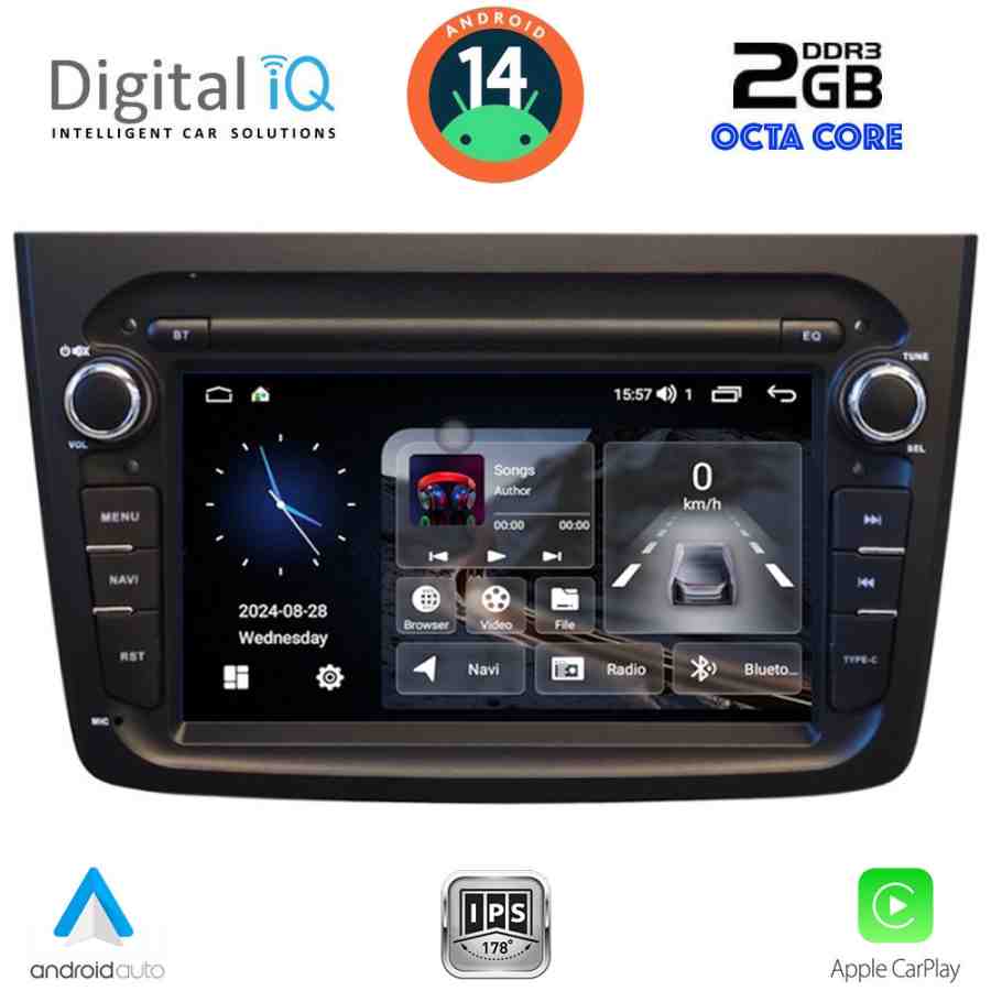 DIGITAL IQ BLF 357BL_CPA (7" DECK) MULTIMEDIA SYSTEM for ALFA ROMEO MITO mod. 2008-2018 (BLACK)