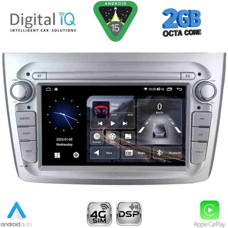 DIGITAL IQ BLF 357SL_CPA (7" DECK) MULTIMEDIA SYSTEM for ALFA ROMEO MITO mod. 2008-2018 (SILVER)