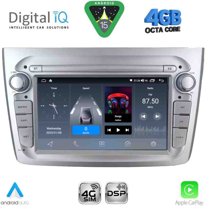 DIGITAL IQ BLG 457SL_CPA (7" DECK) MULTIMEDIA SYSTEM for ALFA ROMEO MITO mod. 2008-2018 (SILVER)