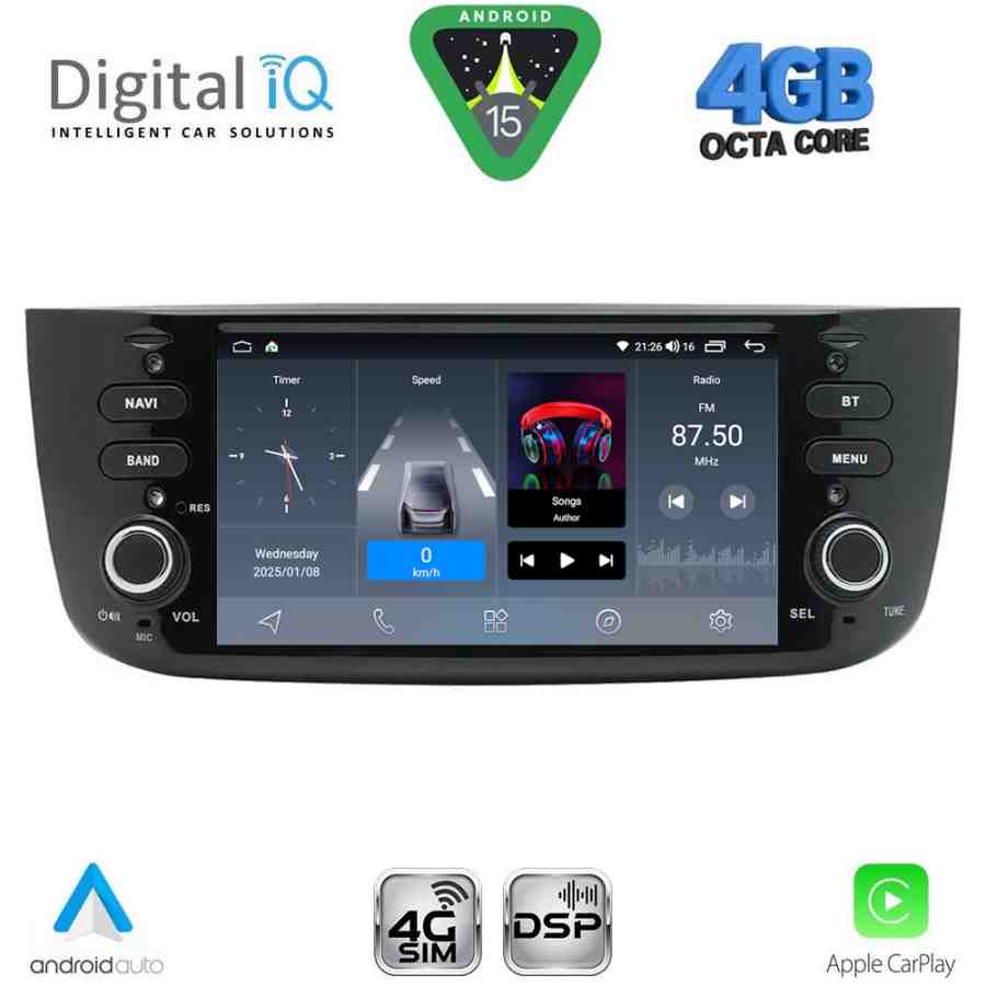 DIGITAL IQ BLG 464_CPA (6.1" DECK) MULTIMEDIA SYSTEM for FIAT GRANDE PUNTO mod. 2012-2018 – EVO mod. 2009-2018