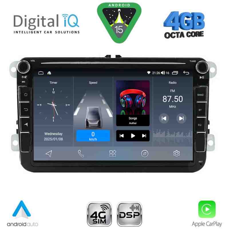 DIGITAL IQ BLG 479_CPA (8" DECK) MULTIMEDIA SYSTEM for VW - SKODA - SEAT mod. 2004-2016