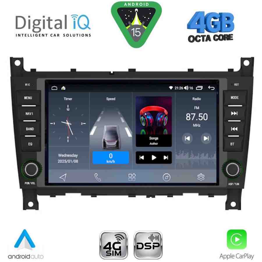 DIGITAL IQ BLG 493_CPA (7" DECK) MULTIMEDIA SYSTEM for MERCEDES C W203 – CLK W209 mod. 2004-2008