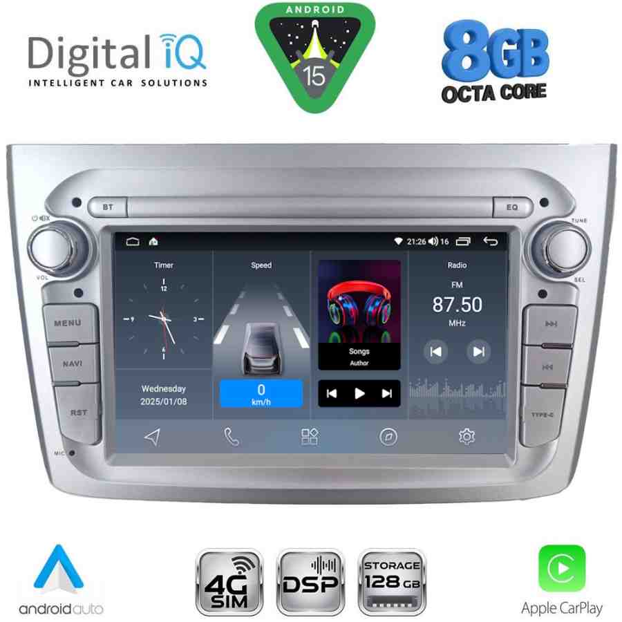 DIGITAL IQ BLM 757SL_CPA (7" DECK) MULTIMEDIA OEM for ALFA ROMEO MITO mod. 2008-2018 (SILVER)