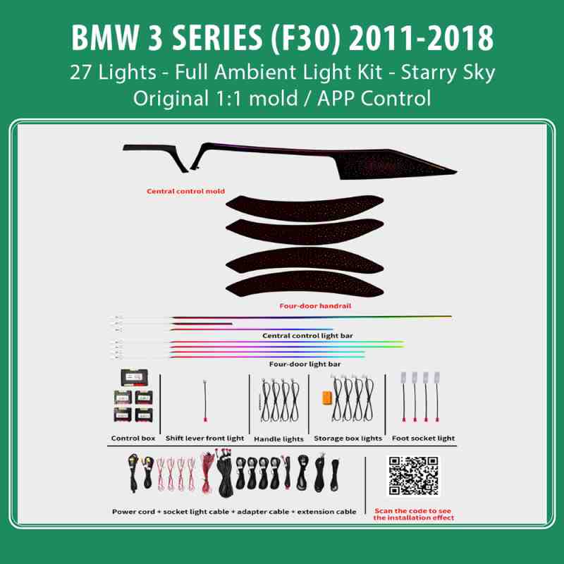 DIQ AMBIENT BMW S.3 BM04M6 FULL (Digital iQ Ambient Light for BMW Series 3 (F30) mod. 2011-2018 with 27 Lights, Full Kit, Starry Sky)