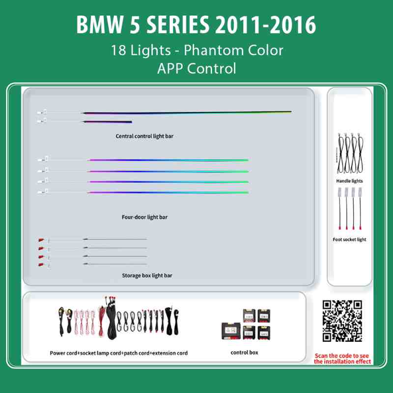DIQ AMBIENT BMW S.5 BM01N DYN (Digital iQ Ambient Light for BMW Series 5 mod.2012-2017 with 18 Lights, Phantom Dynamic)