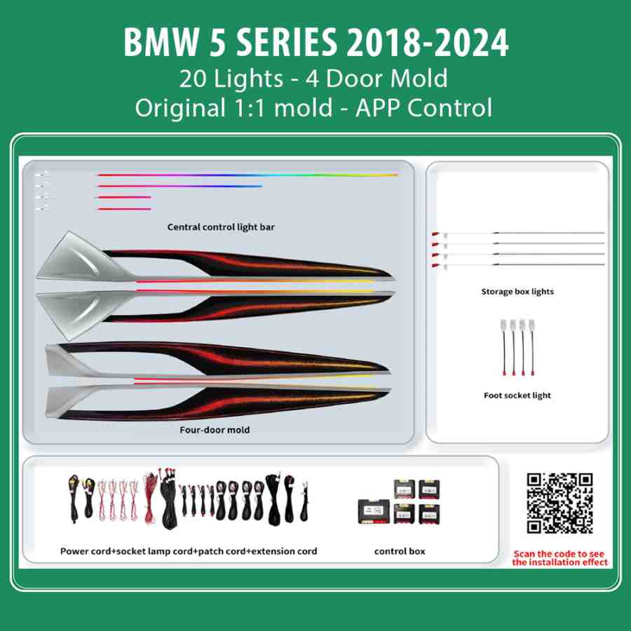 DIQ AMBIENT BMW S.5 BM09M-DZ (Digital iQ Ambient Light for BMW Series 5 (G30-G31-G38) mod.2018-2024 with 20 Lights)