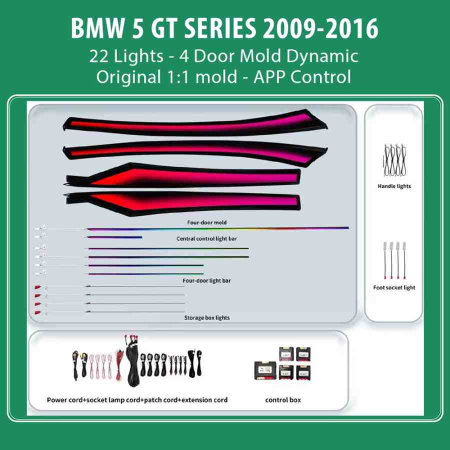DIQ AMBIENT BMW S.5 GT BM15D (Digital iQ Ambient Light for BMW Series 5 GT (F07) mod.2009-2016 with 22 Lights, Dynamic)