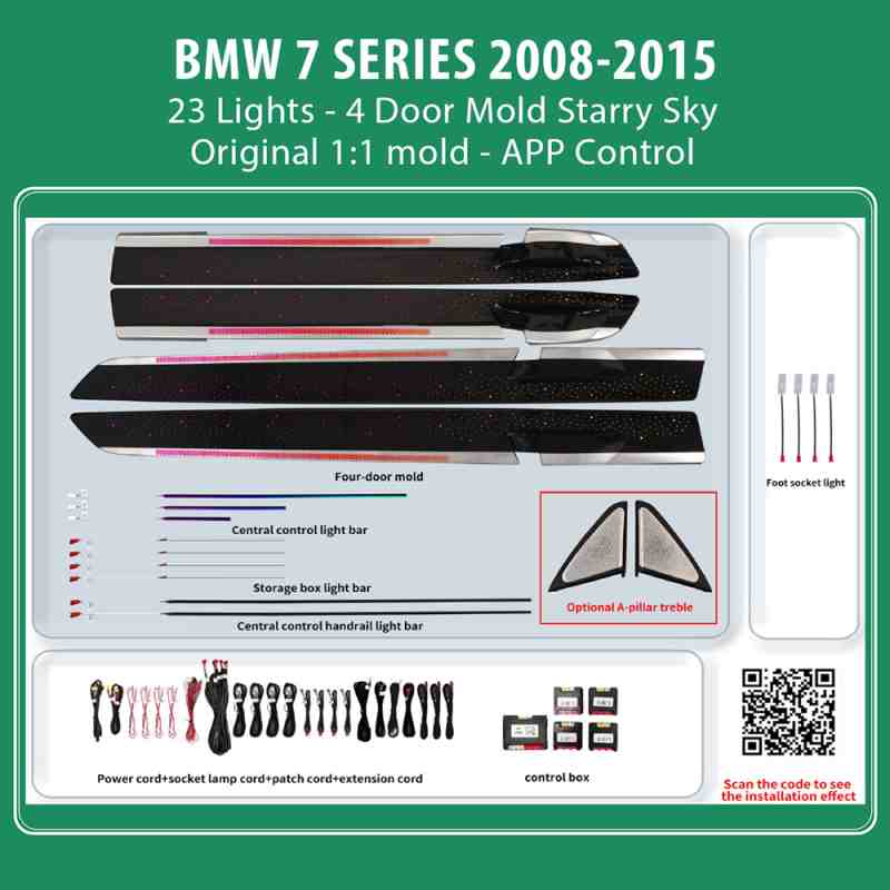 DIQ AMBIENT BMW S.7 BM14Y (Digital iQ Ambient Light for BMW Series 7 (F01 - F02) mod. 2008-2015 with 23 Lights, Starry Sky)