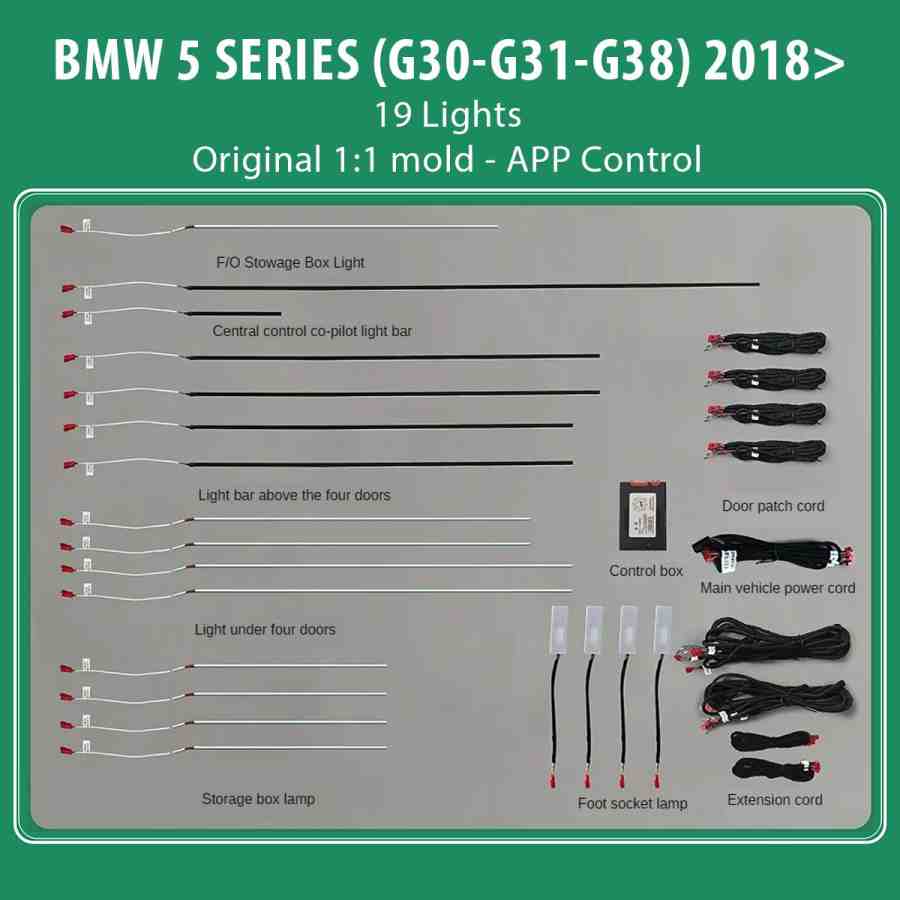 DIQ AMBIENT BMW S.5 (G30-G31-G38) mod. 2018> (Digital iQ Ambient Light for BMW Series 5 mod.2018> with 19 Lights)
