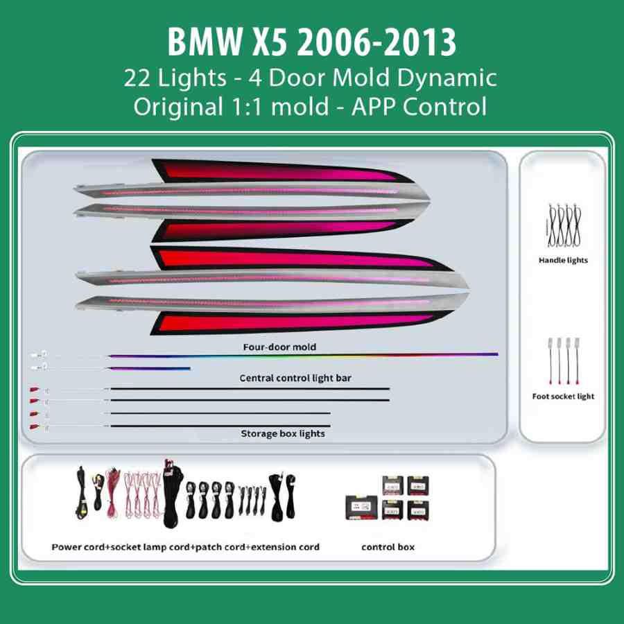 DIQ AMBIENT BMW X5 BM16D (Digital iQ Ambient Light for BMW X5 (E70) mod. 2006-2013 with 22 Lights, Dynamic)