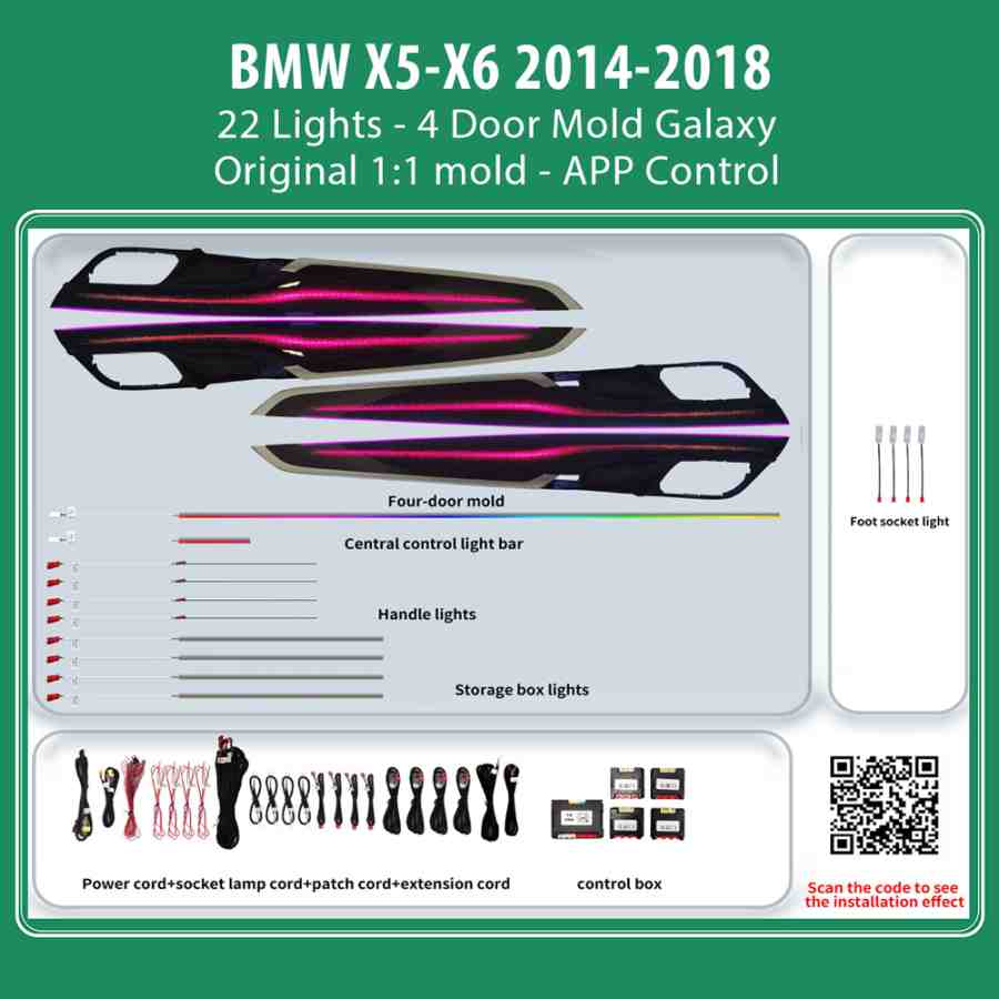 DIQ AMBIENT BMW X5-X6 BM05Υ (Digital iQ Ambient Light for BMW X5 - X6 (F15 - F16) mod. 2014-2018 with 22 Lights, Galaxy)
