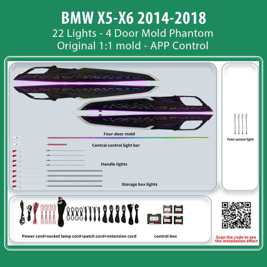 DIQ AMBIENT BMW X5-X6 BM05M (Digital iQ Ambient Light for BMW X5 - X6 (F15 - F16) mod. 2014-2018 with 22 Lights, Phantom)
