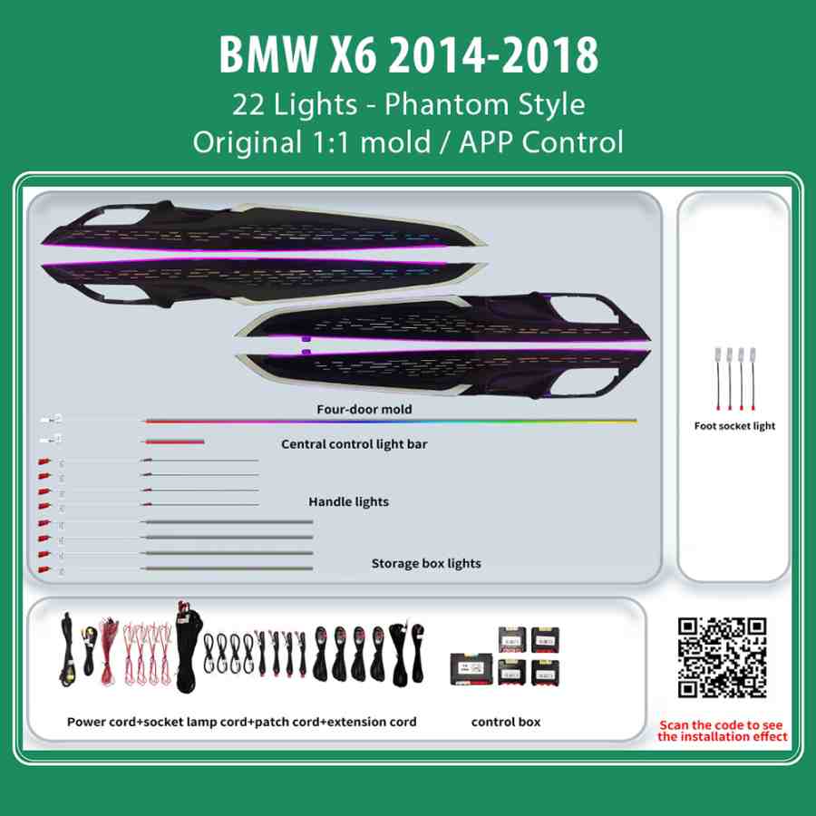 DIQ AMBIENT BMW X6 BM12M (Digital iQ Ambient Light for BMW X6 (F16) mod. 2014-2018 with 22 Lights, Phantom)
