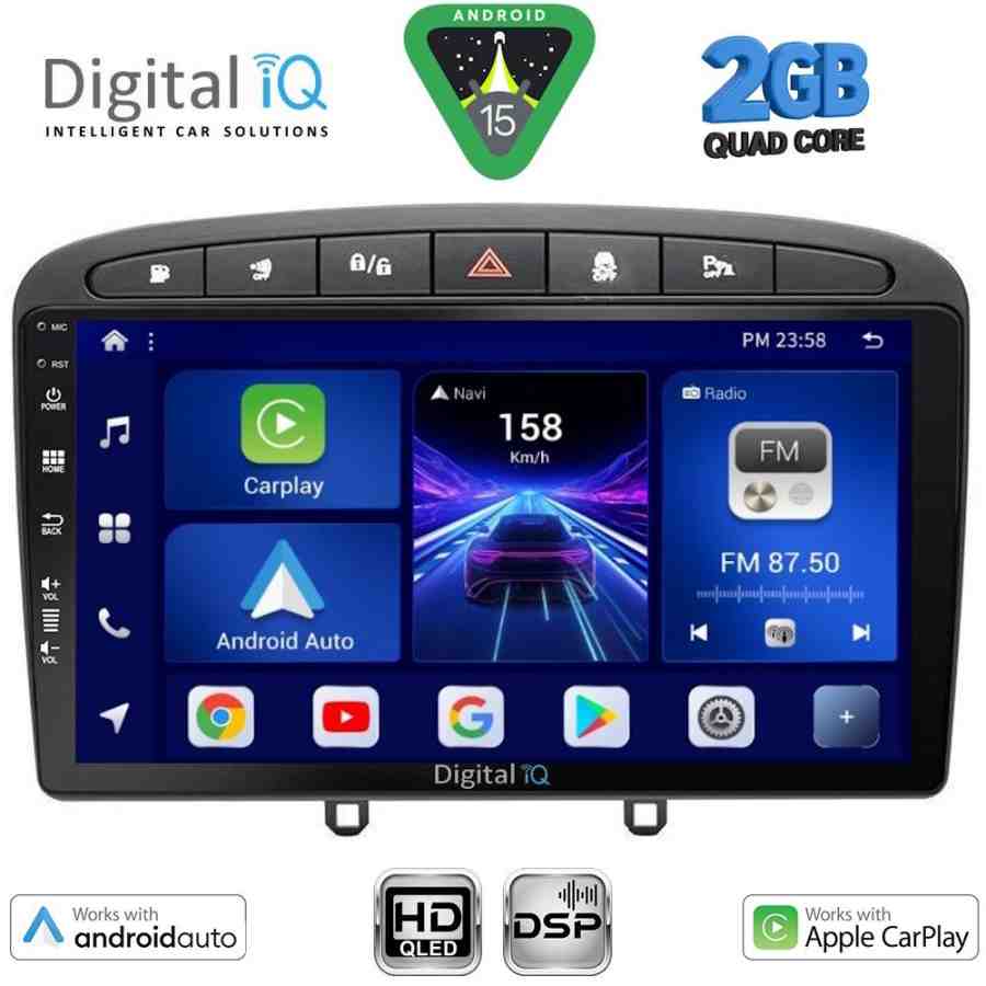 DIGITAL IQ BXC 3513BL_CPAA (9inc) MULTIMEDIA TABLET for PEUGEOT 308 mod.2007-2012 - RCZ mod.2009-2015 (BLACK)
