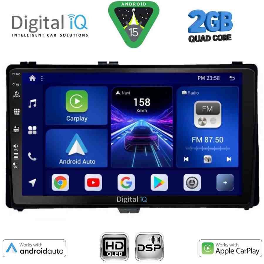 DIGITAL IQ BXC 3703_CPAA (9inc) MULTIMEDIA TABLET for TOYOTA AURIS mod. 2015-2021 – AYGO X mod. 2022-2026 – COROLLA mod. 2017-2019