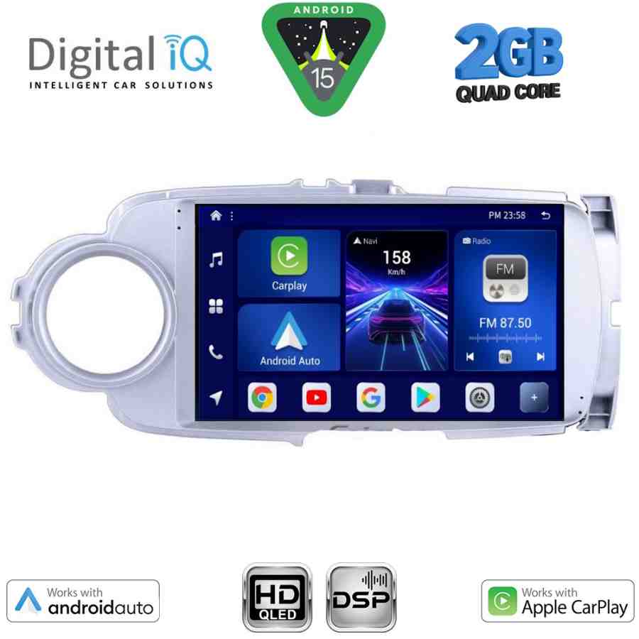 DIGITAL IQ BXC 3737SL_CPAA (9inc) MULTIMEDIA TABLET for TOYOTA YARIS mod. 2011-2015 (SILVER)