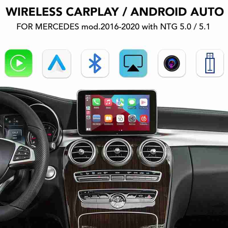 DIGITAL IQ BZ 241 CPAA (WIRELESS CARPLAY / ANDROID AUTO BOX for MERCEDES mod. 2014-2018 with NTG 5.0/5.1 with 2 CAMERAS)