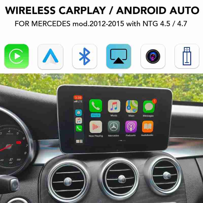 DIGITAL IQ BZ 242 CPAA (WIRELESS CARPLAY / ANDROID AUTO BOX for MERCEDES mod. 2012-2015 with NTG 4.5/4.7 - 2 CAMERAS)