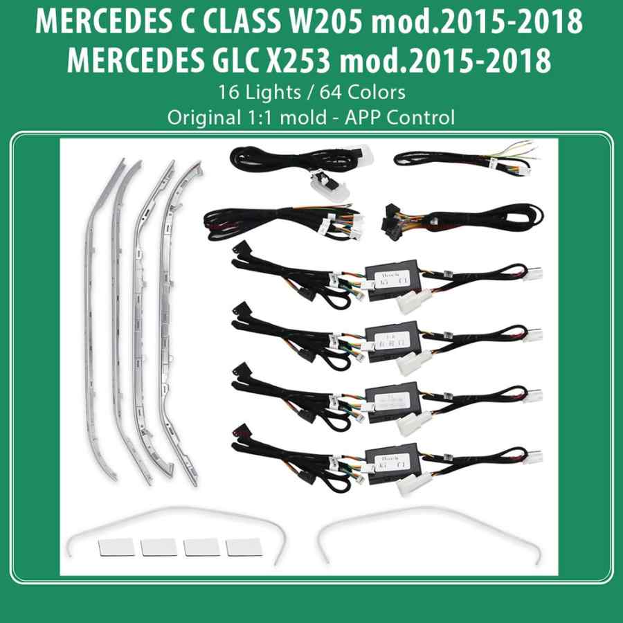DIQ AMBIENT 8161 CIC BENZ C CLASS (W205) - GLC (X253) mod.2015-2018 (Digital iQ Ambient Light for Mercedes C & GLC, 16 Lights)