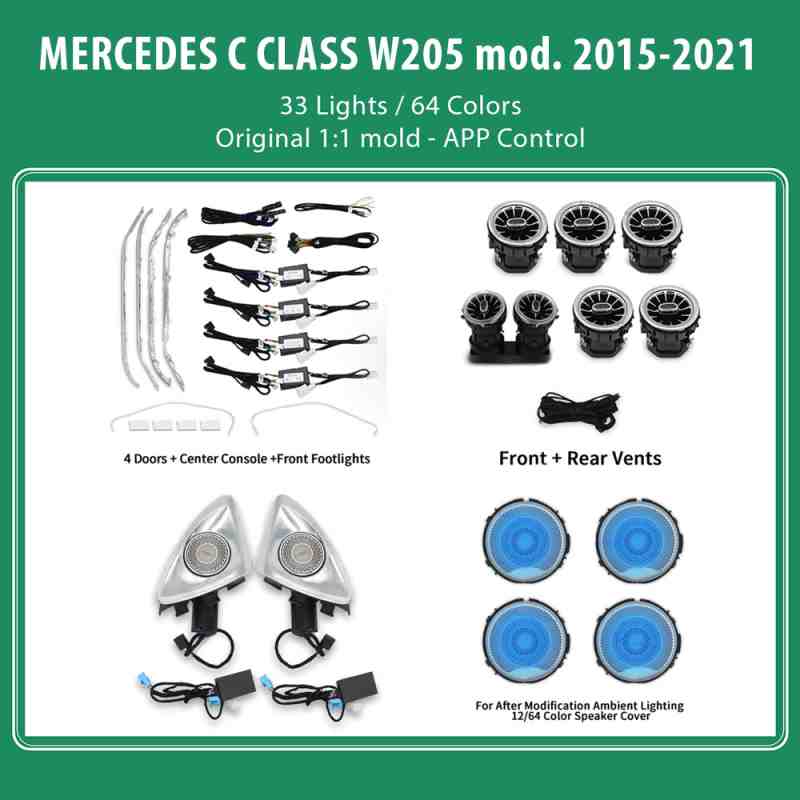 DIQ AMBIENT 8161 DCL - BENZ C (W205) (Digital iQ Ambient Light for Mercedes C (W205) mod. 2015-2021 with 33 Lights)