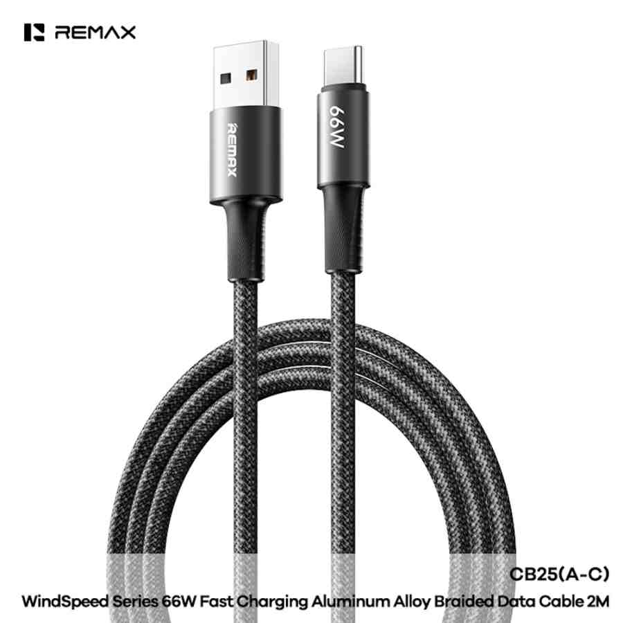REMAX CB25-AC BLACK 66W FAST CHARGING CABLE (USB-A to USB-C)
