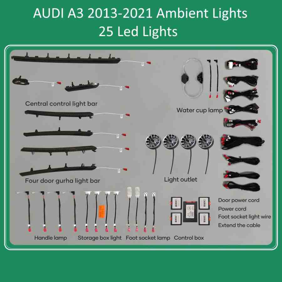 DIQ AMBIENT AUDI A3 (8V) (Digital iQ Ambient Light Audi A3 mod. 2013-2021, 25 Lights with Airvent)