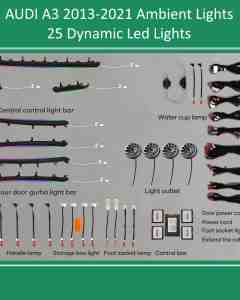 DIQ AMBIENT AUDI A3 (8V) DYN Dragon Scale Style (Digital iQ Dynamic Ambient Light Audi A3 mod. 2013-2021, 25 Lights with Airvent)