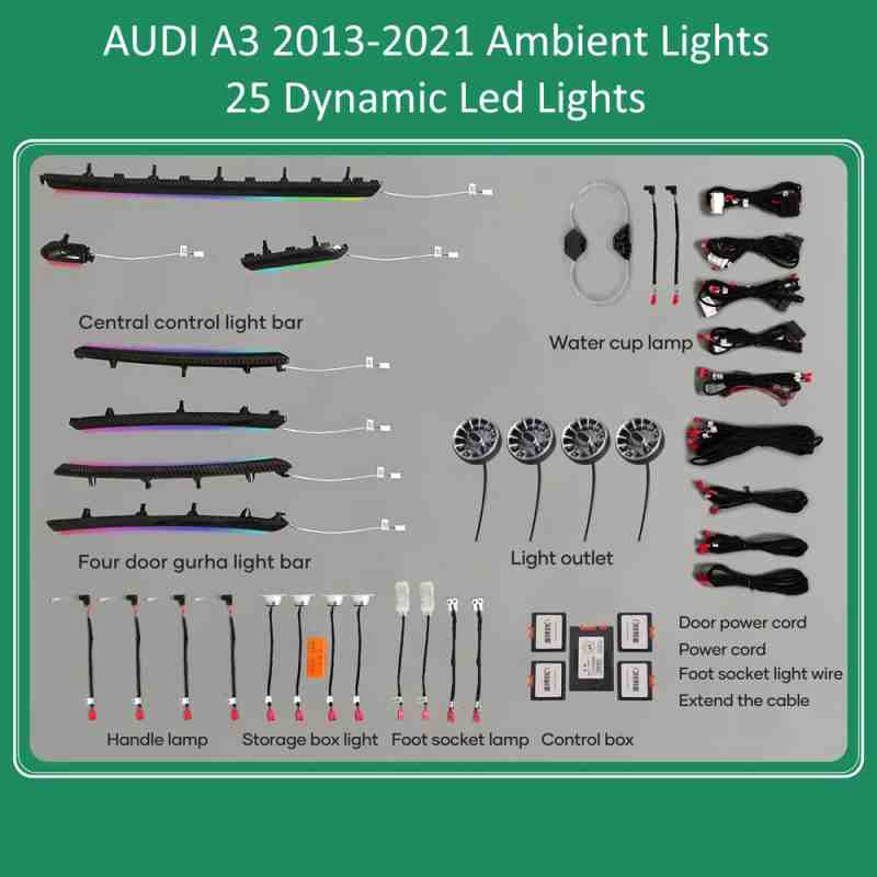 DIQ AMBIENT AUDI A3 (8V) DYN (Digital iQ Dynamic Ambient Light Audi A3 mod. 2013-2021, 25 Lights with Airvent)