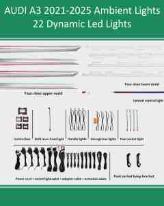 DIQ AMBIENT AUDI A3 (8Y) DYN mod. 2021-2025 (Digital iQ Ambient Light for Audi A3 (8Y) mod. 2021-2025 with 22 Lights)