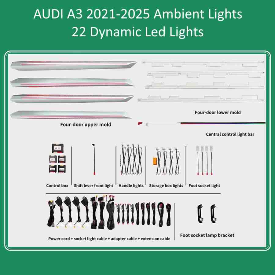 DIQ AMBIENT AUDI A3 (8Y) DYN mod. 2021-2025 (Digital iQ Ambient Light for Audi A3 (8Y) mod. 2021-2025 with 22 Lights)