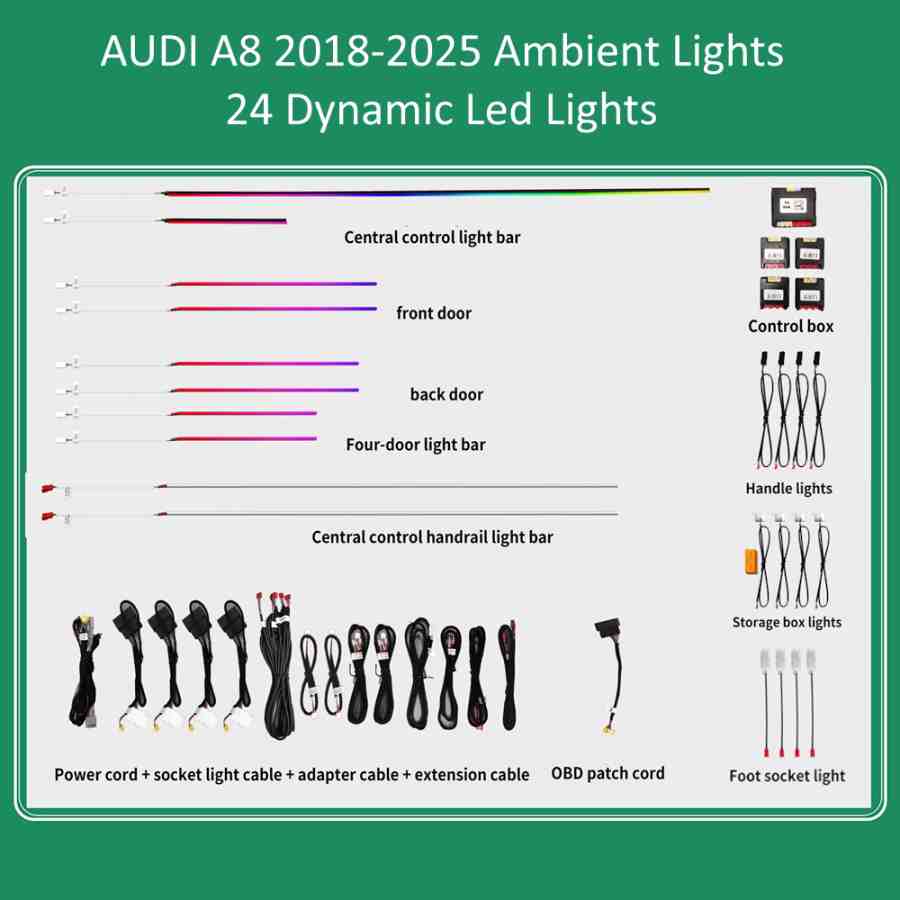 DIQ AMBIENT AUDI A8 (4N) DYN (Digital iQ Ambient Light for Audi A8 mod. 2018-2025 with 24 Dynamic Lights)