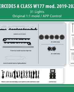 DIQ AMBIENT MERCEDES A BC14M3 (Digital iQ Ambient Light Kit for MERCEDES A CLASS W177 mod. 2019-2025, 31 Lights)